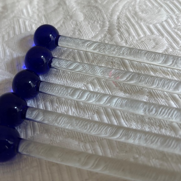 Set of Five Glass Swizzle Sticks - Picture 1 of 2
